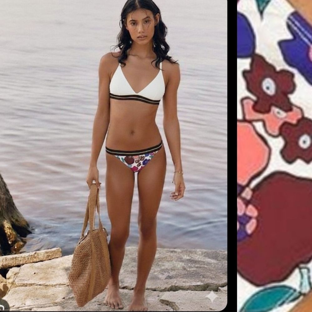 Cole of California Elasticized Swim Bikini bottom size M floral print